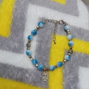Blue and Silver Beaded Bracelet